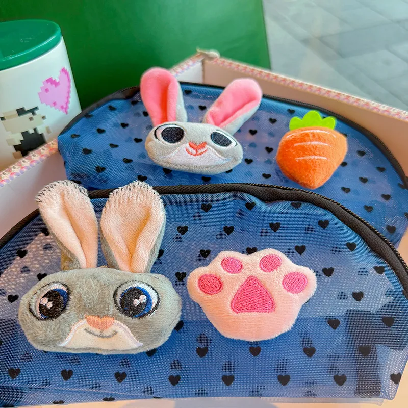 Cute Cartoon Bunny Polka Dot Pencil Case for Kids – Creative Soft Rabbit Carrot Stationery Bag, Adorable Storage Pouch for Students, Kawaii Pen Holder with Zipper